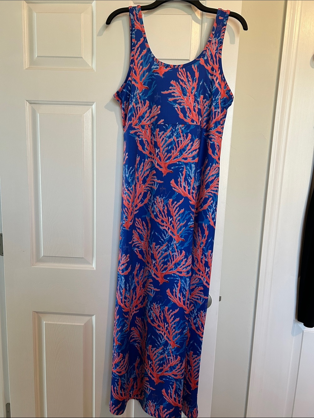 Guy Harvey Blue Coral Maxi Dress with Coral Print